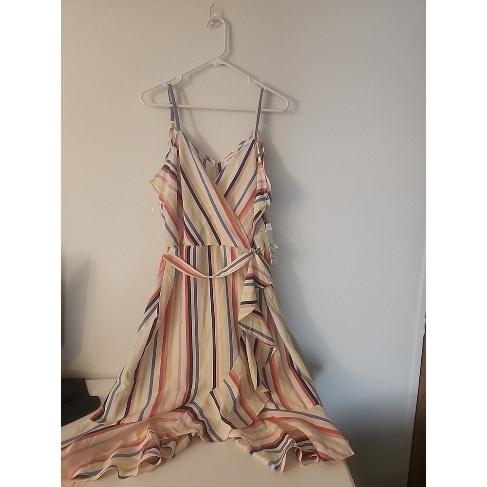 Luxology Womens  Dress Size X Large Multicolor Striped  Strap Sleeves